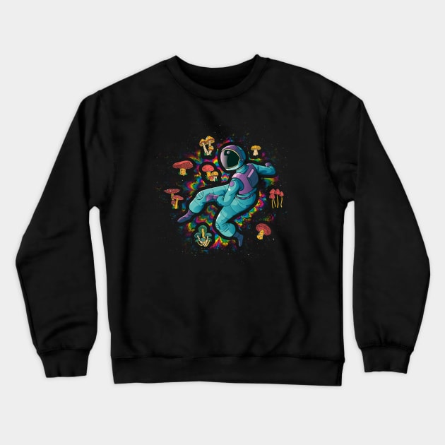 Psychedelic Astronaut Funny Astronomy Gift Crewneck Sweatshirt by CatRobot
